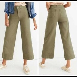 Madewell Emmett Wide Leg Crop Pants Size 36 Olive